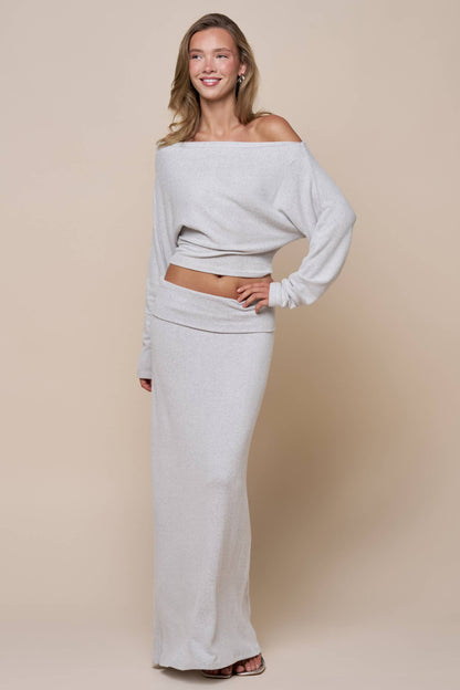 Heather Grey Slouchy Off Shoulder Top
