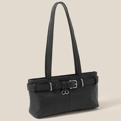 Black Belt Strap Textured Hand Bag