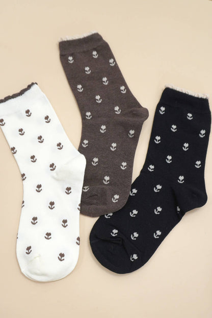 Floral Cotton Socks - 3 Colors