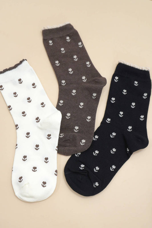 Floral Cotton Socks - 3 Colors