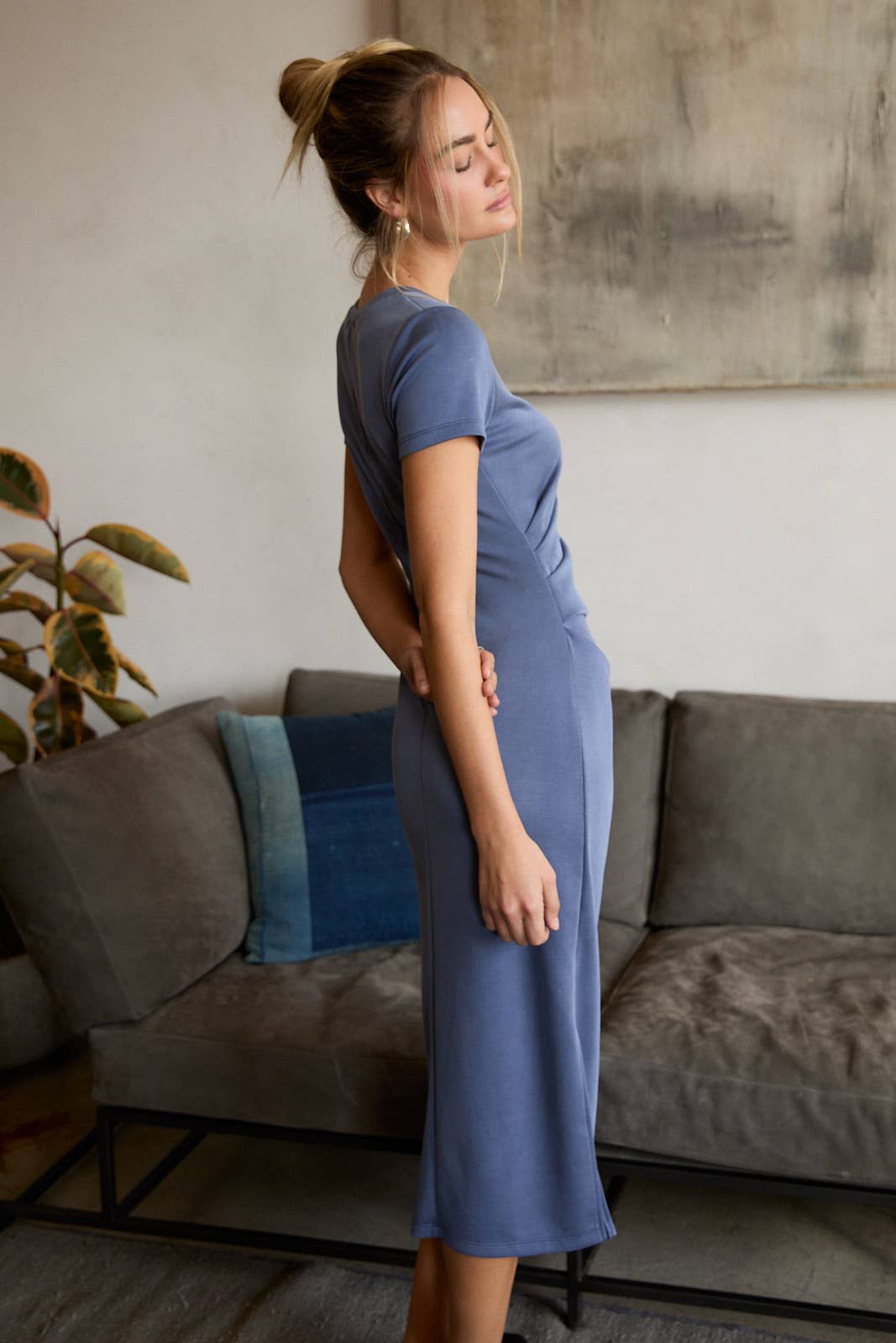 Gathered T-Shirt Midi Dress