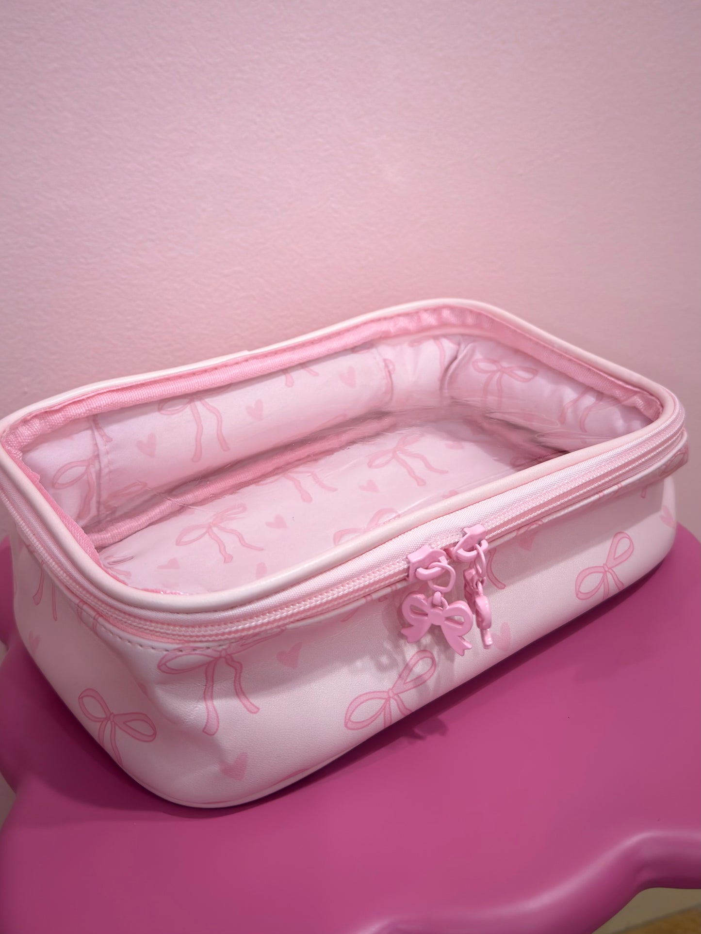 Pink Bows Travel Cosmetic Bag