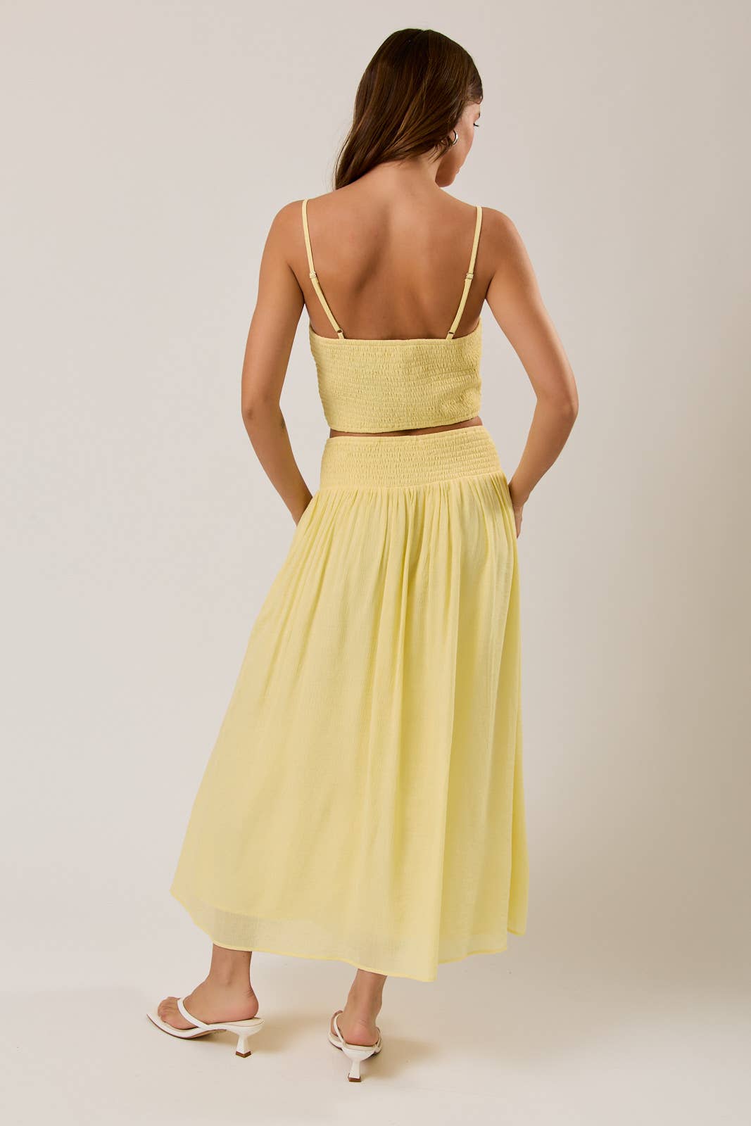 Butter Yellow Smocked Crop Top