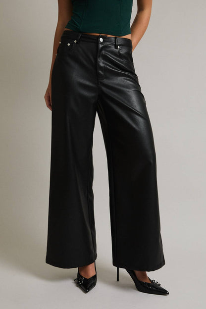High Waist Black Faux Leather Pants
