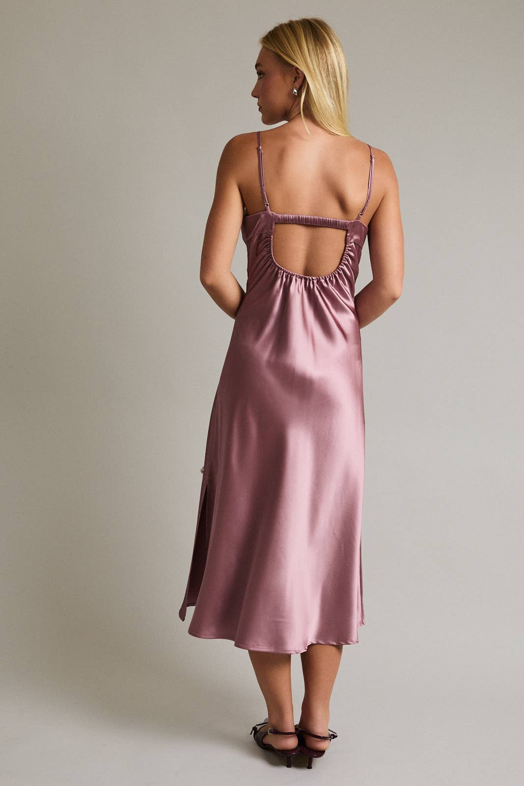 Mauve Pink Satin Slip Dress