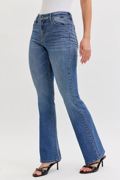 Mid Rise Boot Cut Jeans