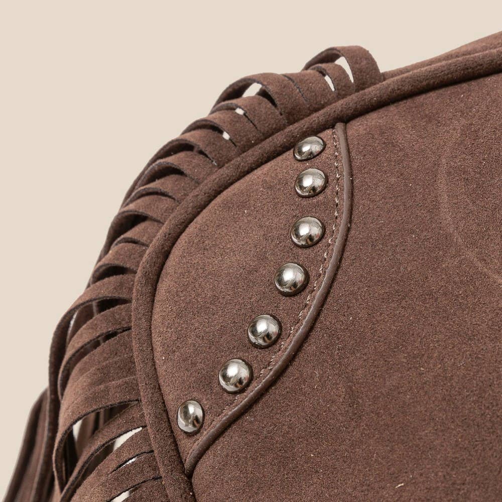 Suede Fringe Belt Decor Shoulder Bag