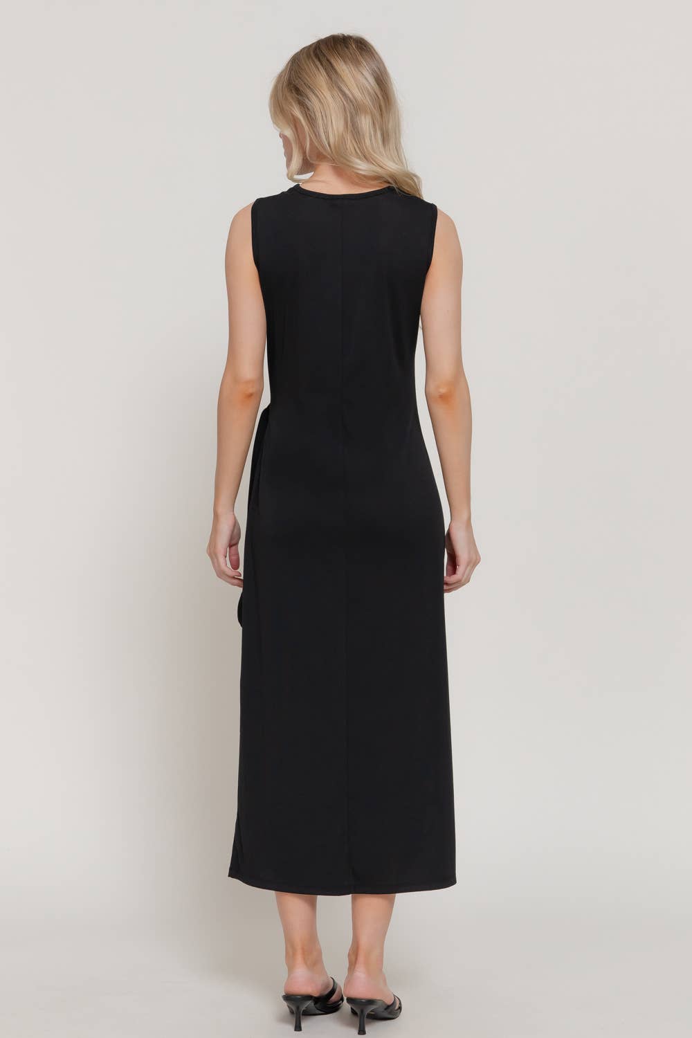Black Alison Midi Dress with Waist Detail