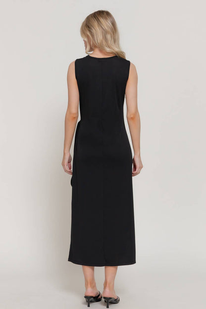 Black Alison Midi Dress with Waist Detail
