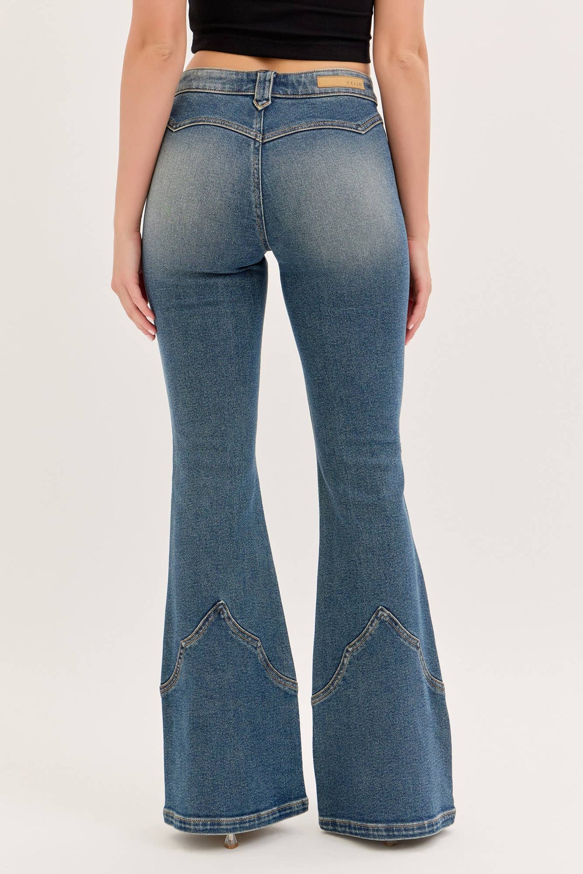 Mid Rise Western Super Flare Jeans