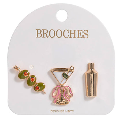 3PCS - Cocktail Olive Pin Brooch Set
