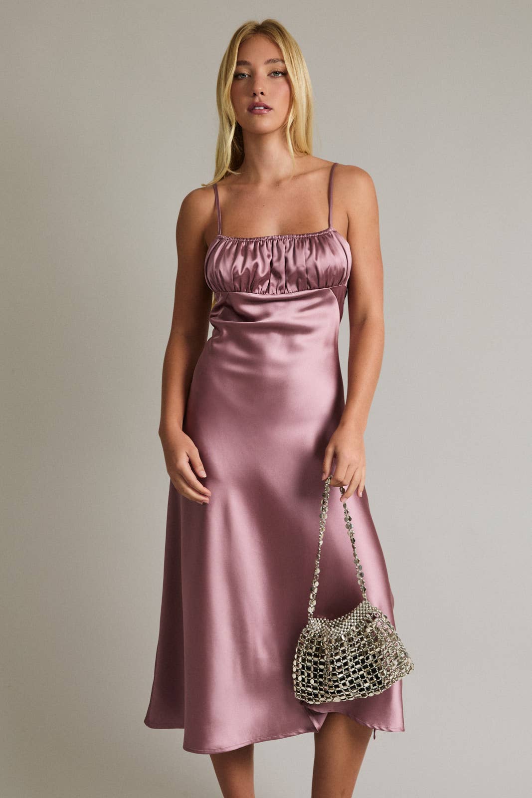 Mauve Pink Satin Slip Dress