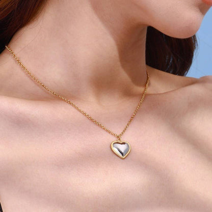 Dual Tone Stainless Steel Heart Necklace