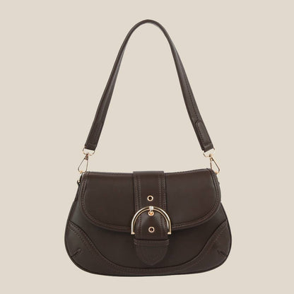 Leather Fashion Buckle Flap Shoulder Bag - THREE COLORS
