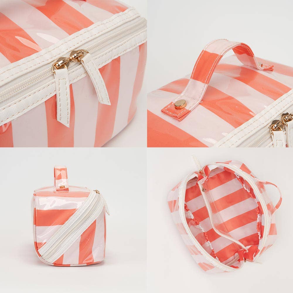 Striped Travel Cosmetic Organizer Bag