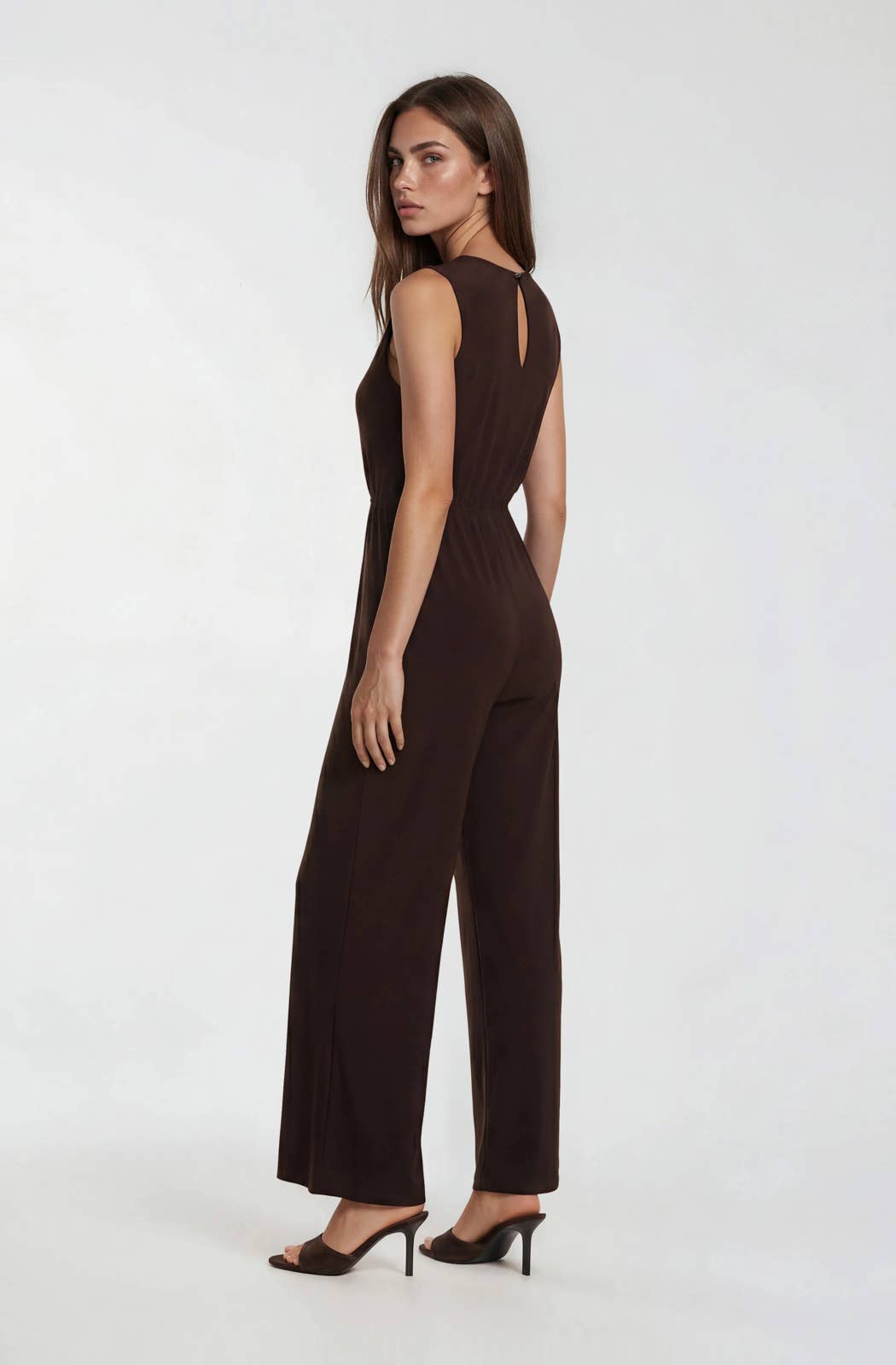 Dark Brown V-Neck Jumpsuit