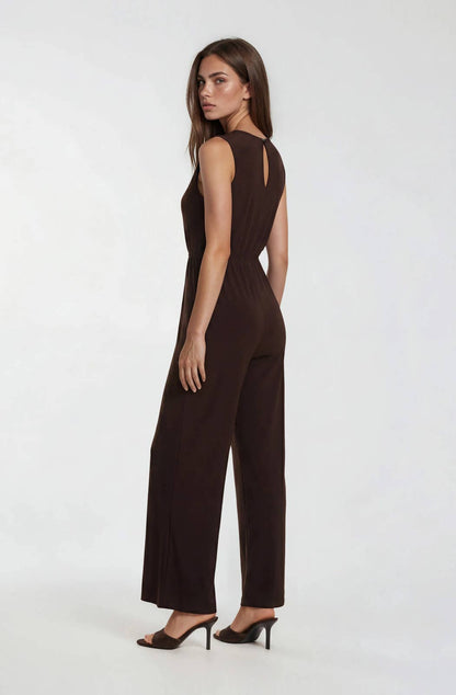 Dark Brown V-Neck Jumpsuit