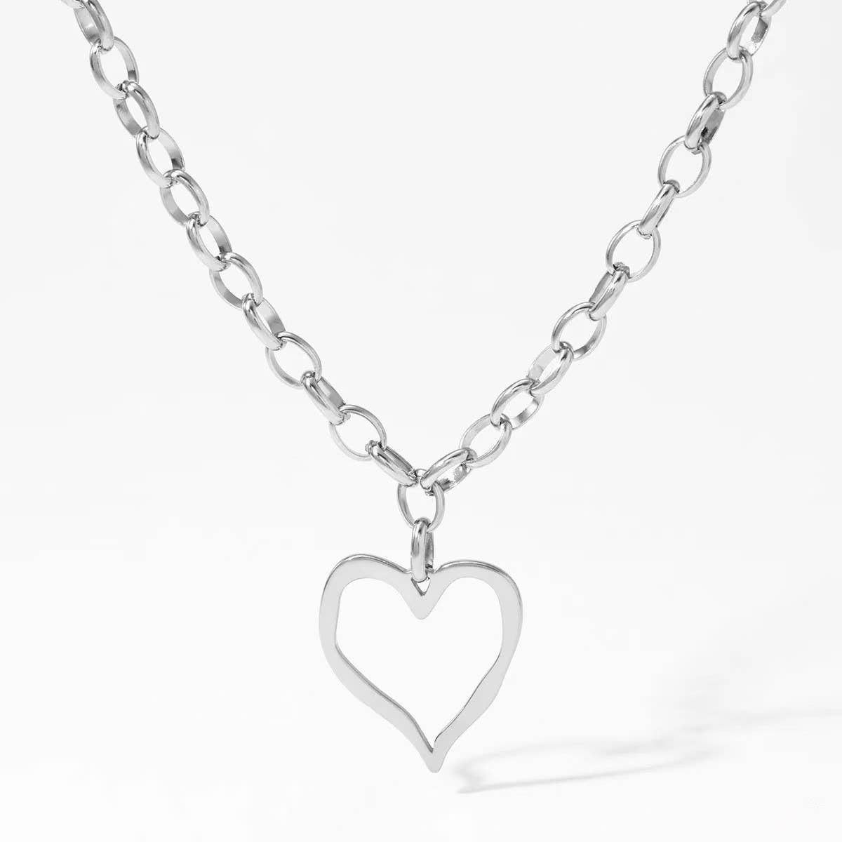 Stainless Steel Heart Outline Necklace | Gold Or Silver