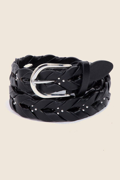 Braided Vegan Leather Belt | Ivory or Black
