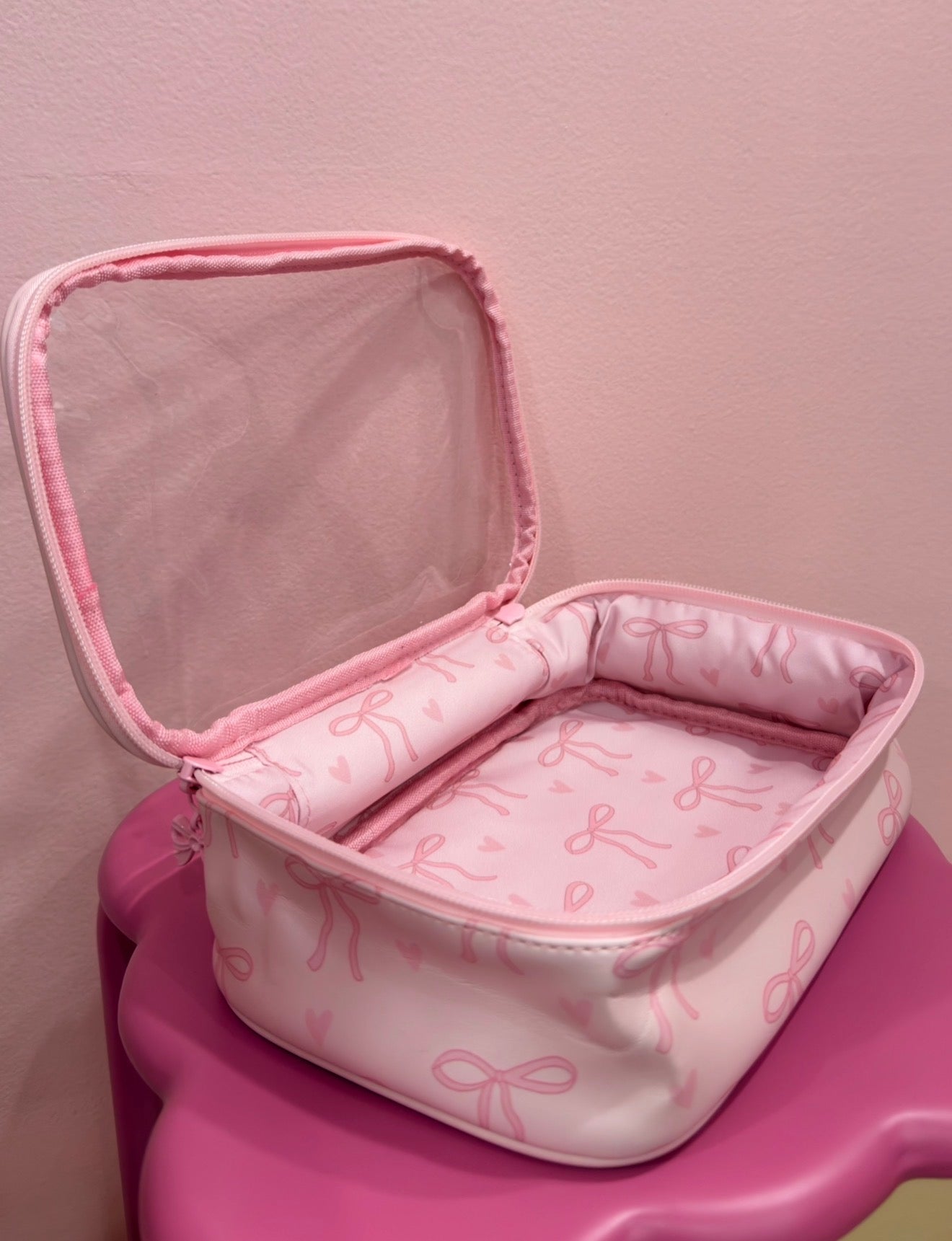 Pink Bows Travel Cosmetic Bag