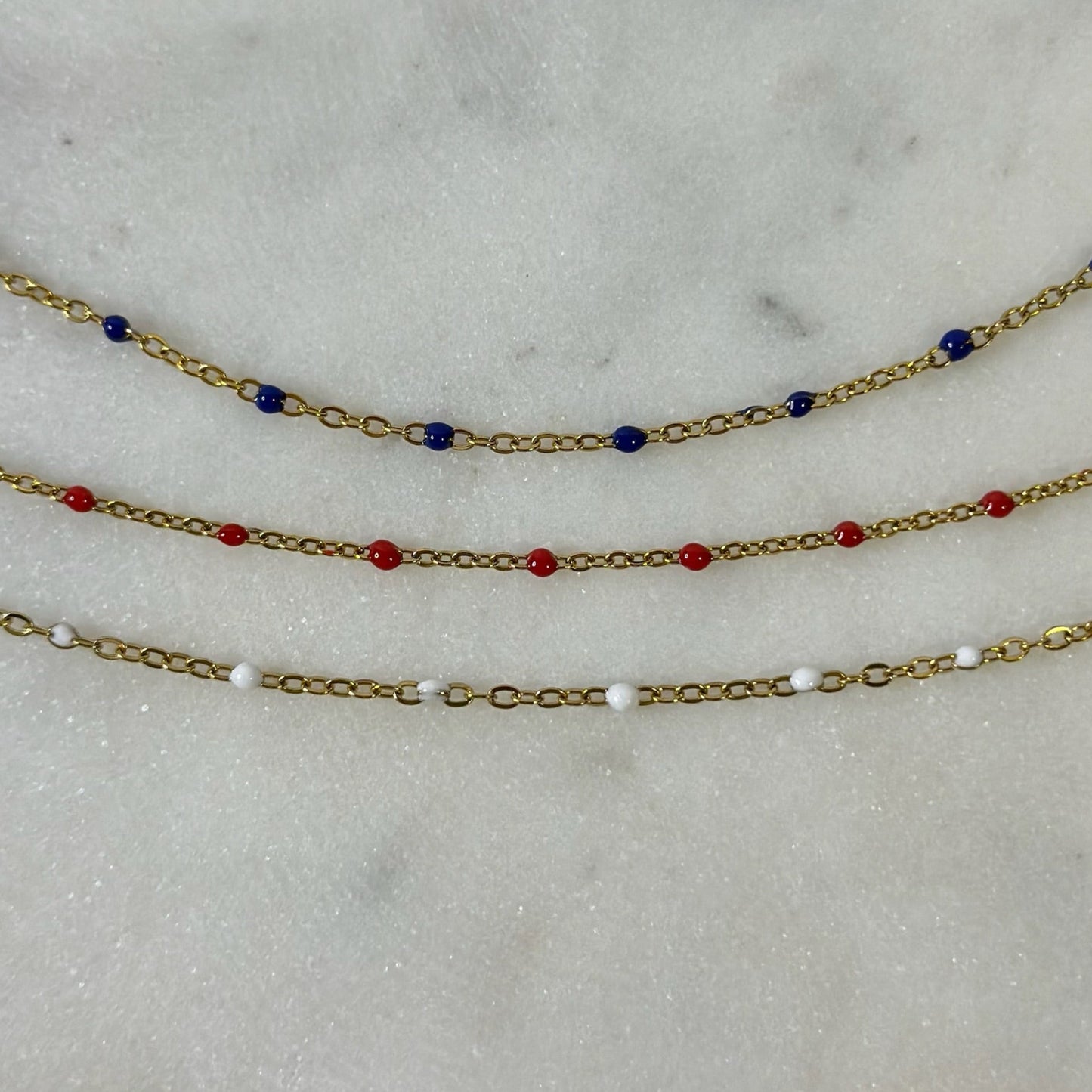 Dainty Red, White, or Blue Ball Chains