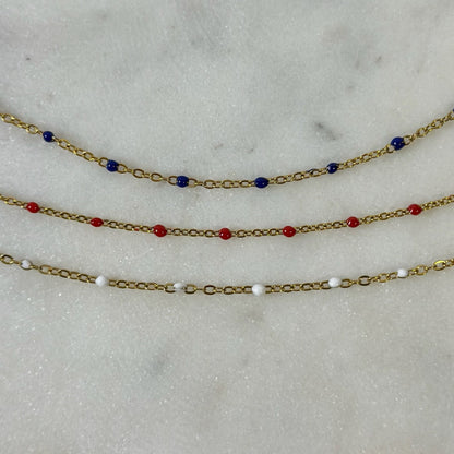 Dainty Red, White, or Blue Ball Chains