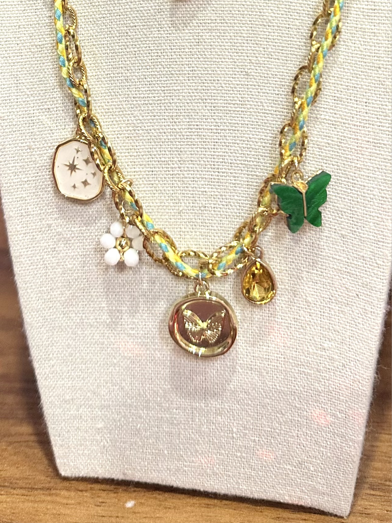 Lucky Girl Threaded Green Charm Necklace