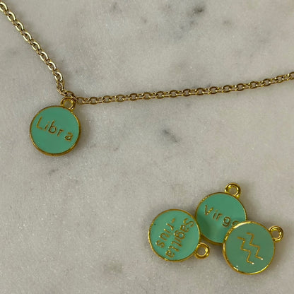 Mint Green Double Sided Gold Zodiac Charms