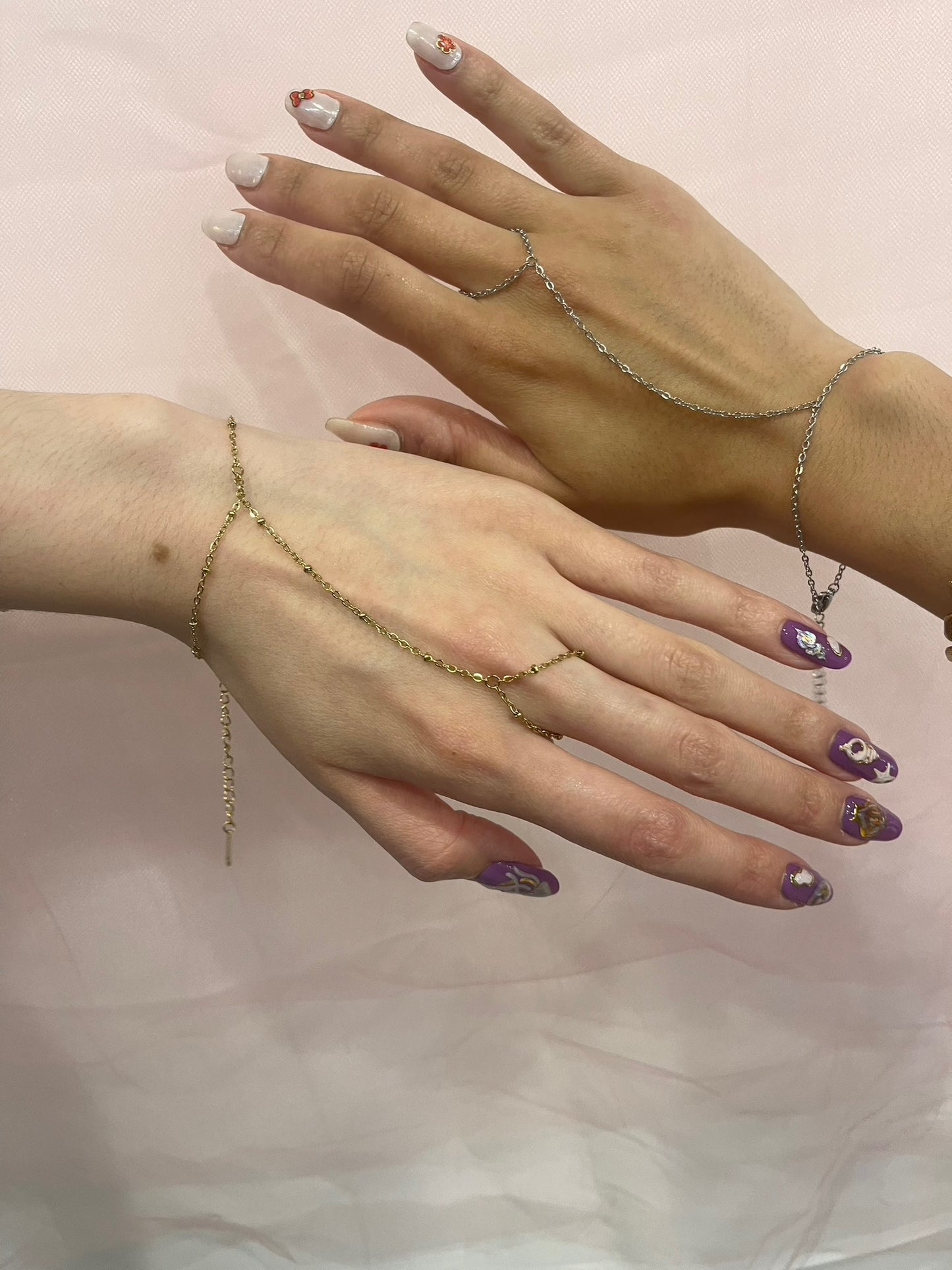 Textured Gold or Silver Stainless Hand Chains