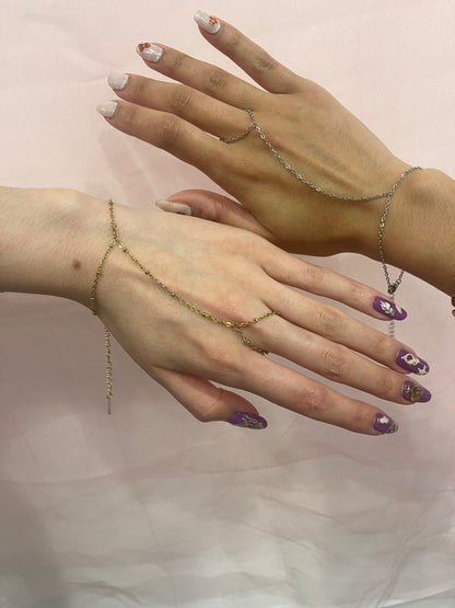 Textured Gold or Silver Stainless Hand Chains