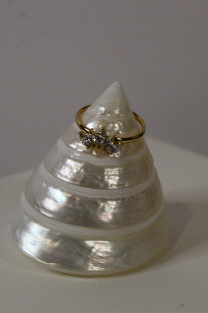 Three Stone Crown Adjustable Gold Ring