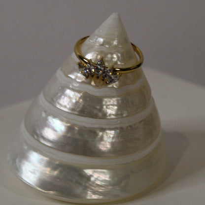 Three Stone Crown Adjustable Gold Ring