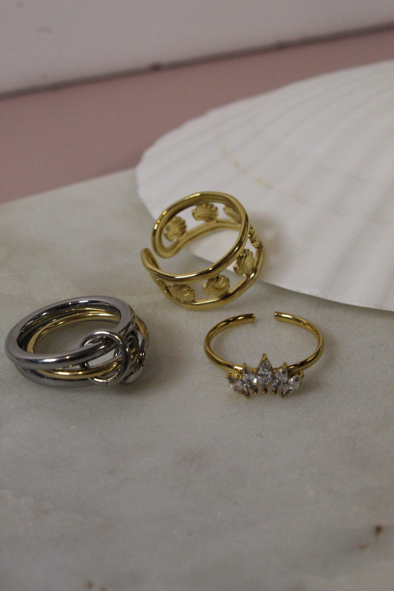 Two Tone Stacked Charm ring