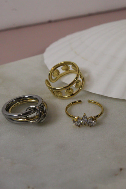 Two Tone Stacked Charm ring