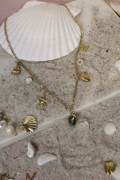 Dainty Gold Beach Theme Charm Necklace