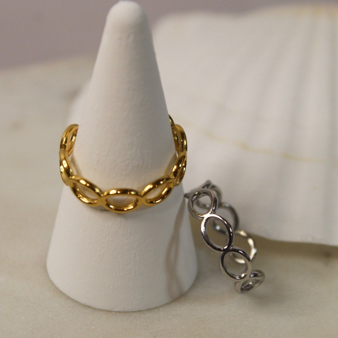 Oval Chain Link Adjustable Charm Ring