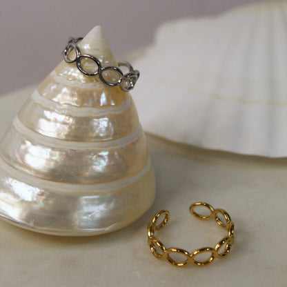 Oval Chain Link Adjustable Charm Ring