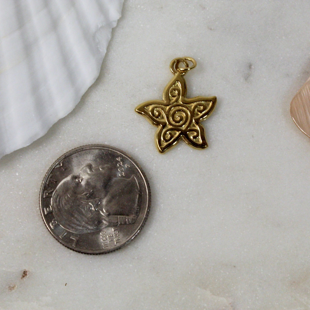 Gold Spirals Starfish Charm