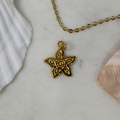 Gold Spirals Starfish Charm