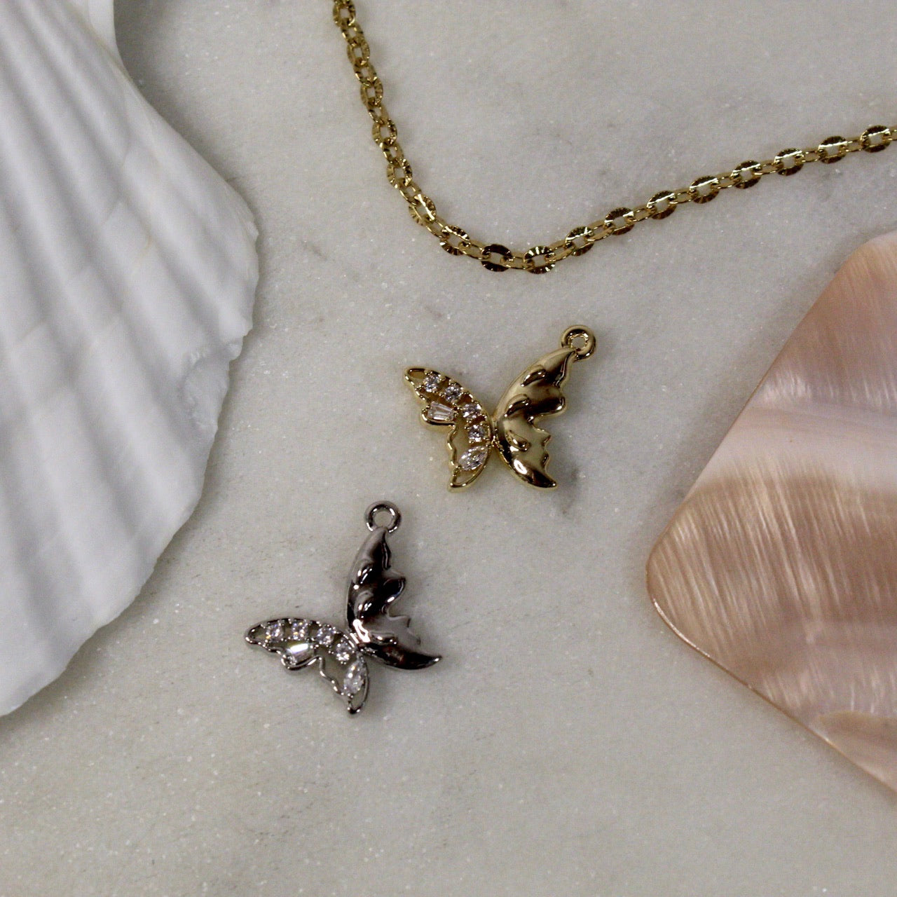 Half Crystal Butterfly Charms