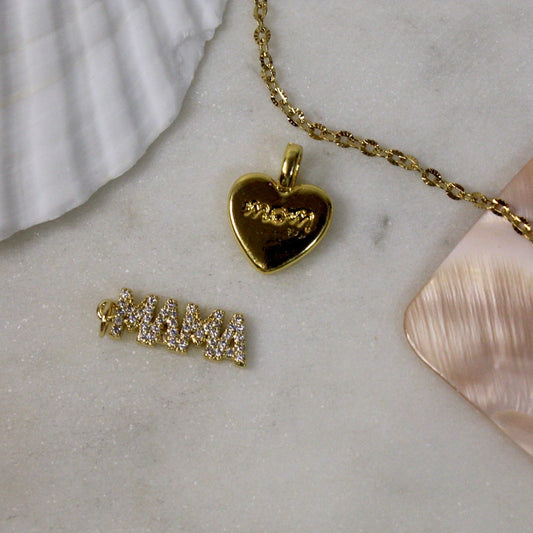 Embelished Gold Mom Charm Set