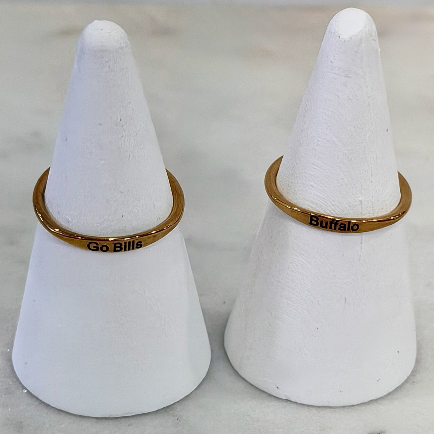 Gold Adjustable Engraved Buffalo Themed Rings