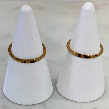 Gold Adjustable Engraved Buffalo Themed Rings