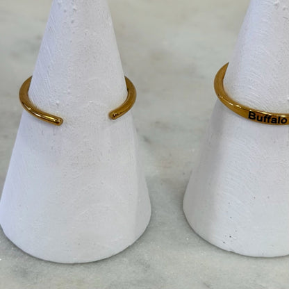 Gold Adjustable Engraved Buffalo Themed Rings