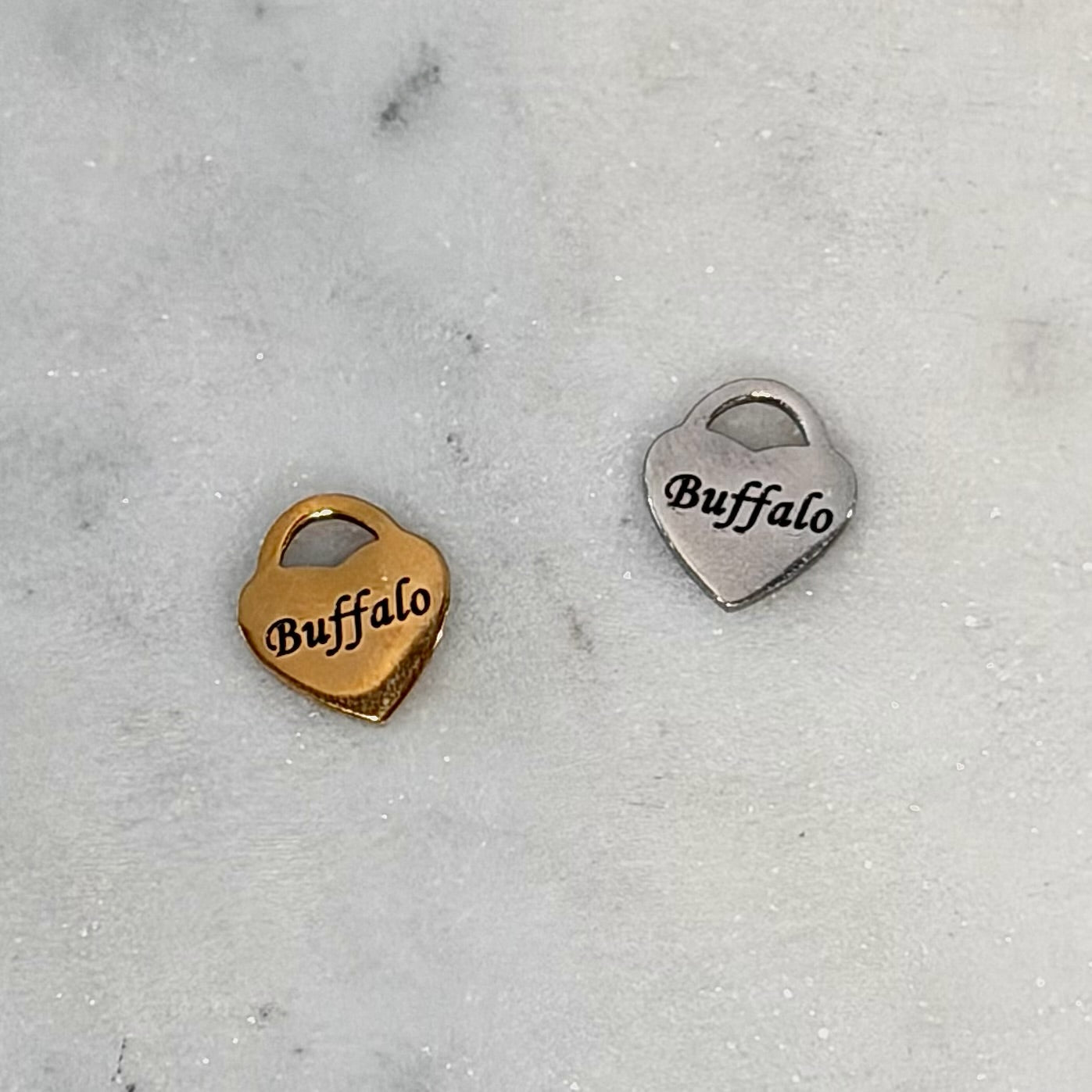 Buffalo Engraved Heart Charms