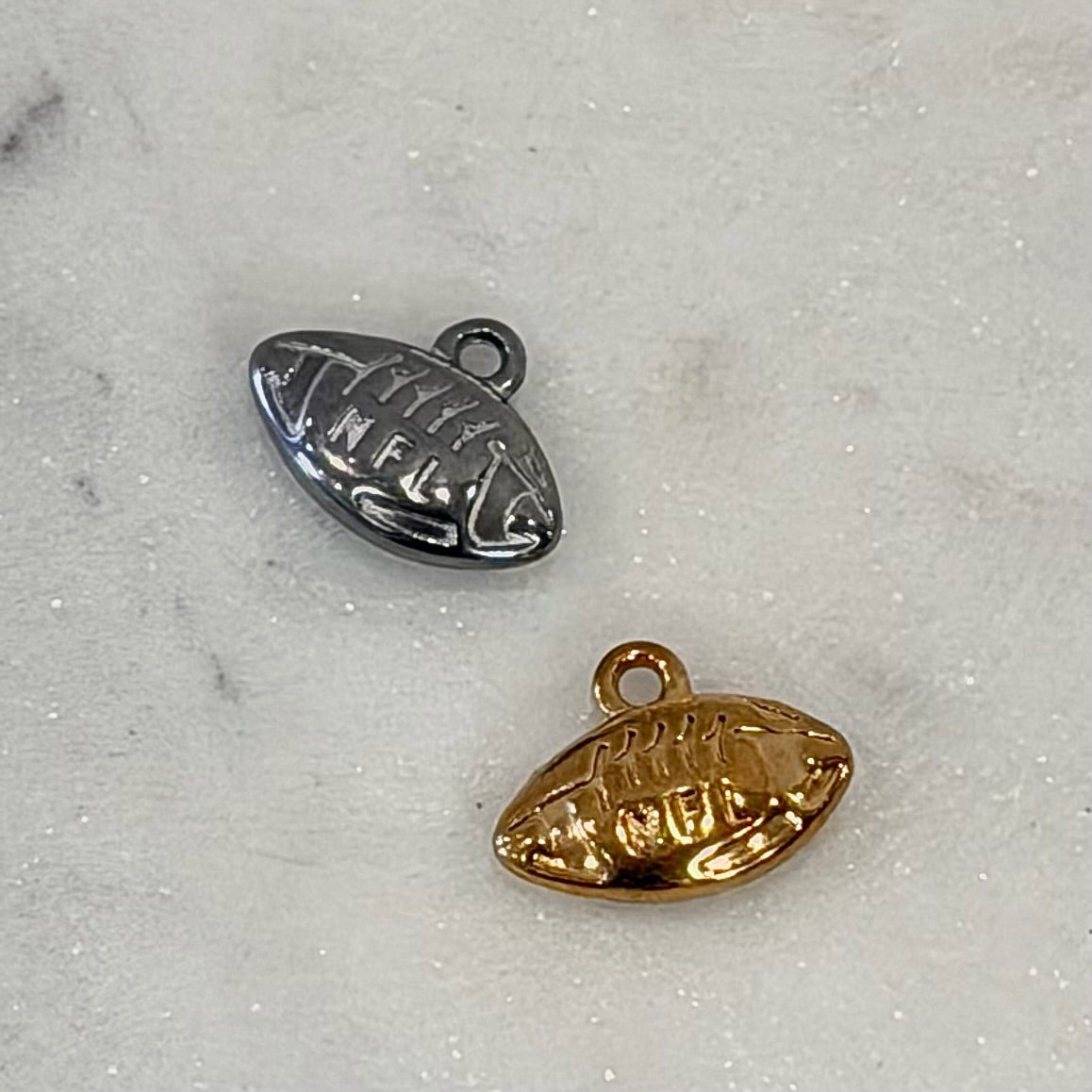 Solid Football Charm / Gold or Silver