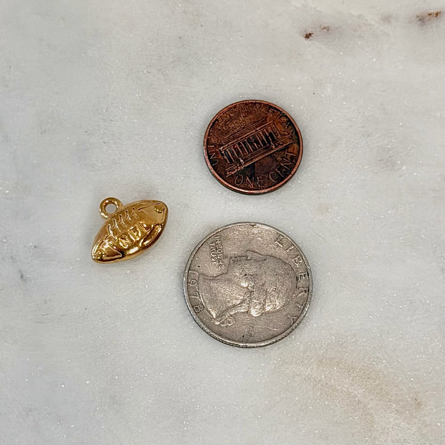 Solid Football Charm / Gold or Silver