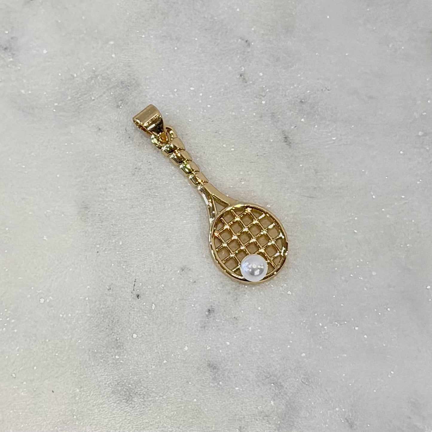 Tennis Charm Pearl Detail | Gold