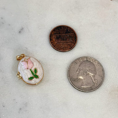 Large Pink Tulip Locket Charm