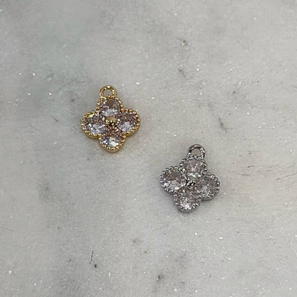 Rhinestone Clover Designer Charm | Gold or Silver